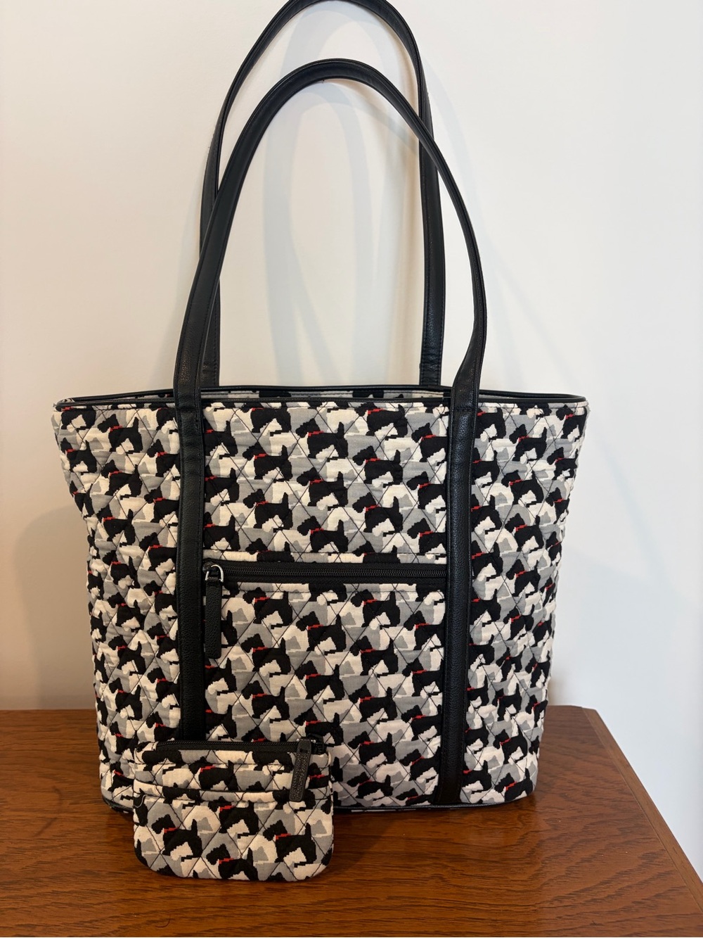 Vera Bradley Quilted Scottie Tote - Black, White & Red - Picture 3 of 9